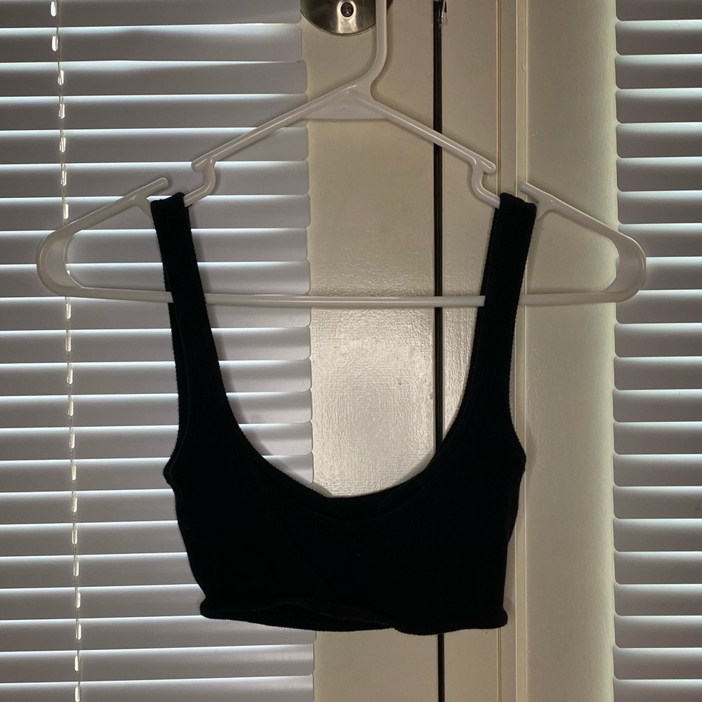short “bralette” crop top.